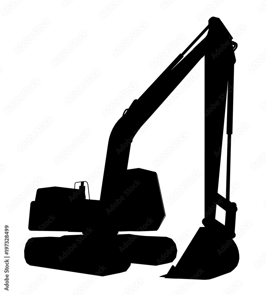 Silhouette eines Baggers Silhouette eines Baggers
