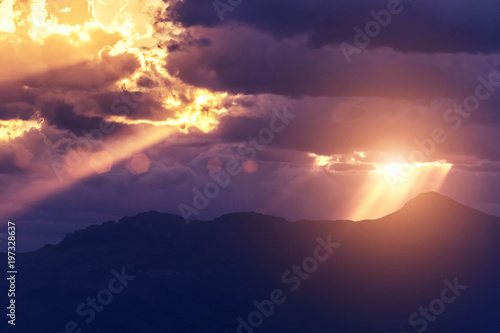 Sunset over the mountains, background © watman