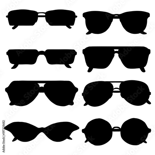 Vector Set of Black Sunglasses Silhouettes
