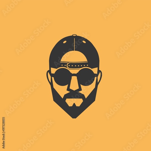 Man baseball cap glasses
