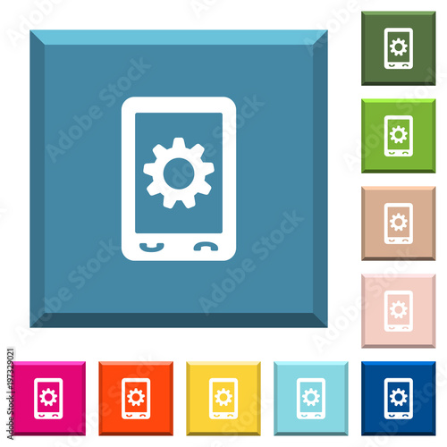 Mobile settings white icons on edged square buttons