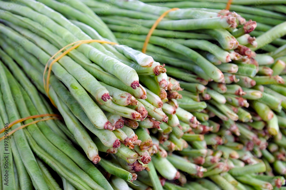 Green beans in Rarotonga market Cook Islands Green beans in Rarotonga market Cook Islands