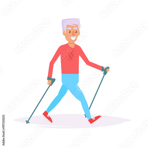 Nordic walking. Vector.