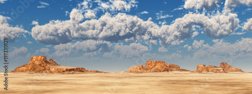 Fototapeta Naklejka Na Ścianę i Meble -  Wüstenpanorama und Schönwetterwolken