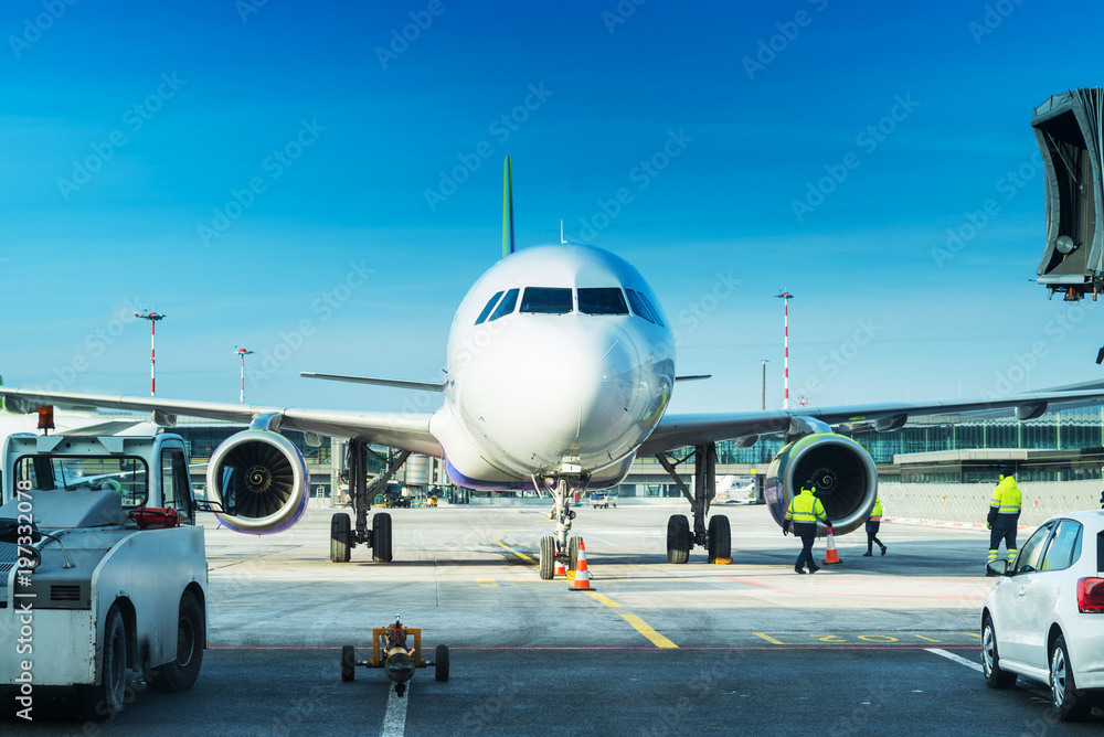 Airplane parking at the airport Airplane parking at the airport