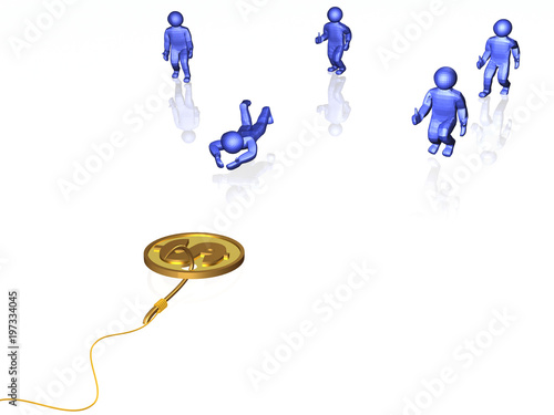 Hook with coin and mans