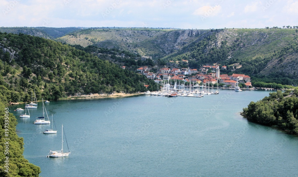Skradin, view taken from a bridge,  Croatia