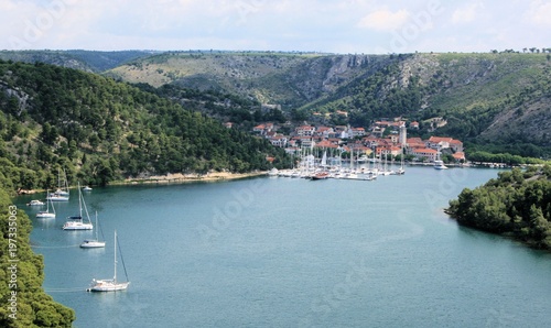 Skradin, view taken from a bridge, Croatia