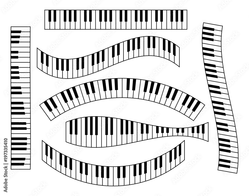 Piano keyboard set, isolated on white background, vector illustration. Piano keyboard set, isolated on white background, vector illustration.