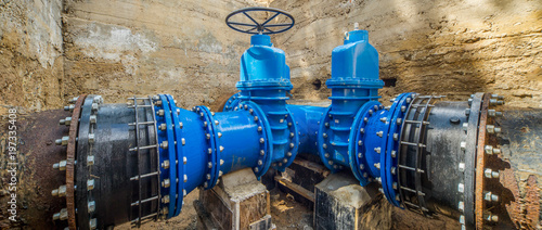 Large valves on the pipeline.