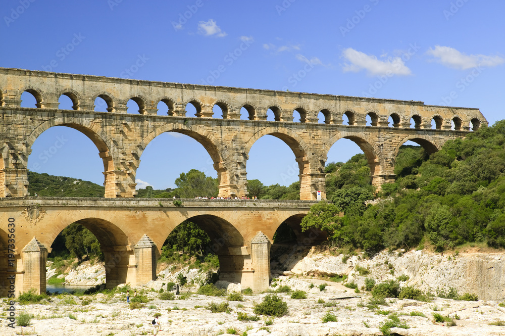 Roman Aqueduct Pont du Gard Gard Languedoc-Roussillon France
