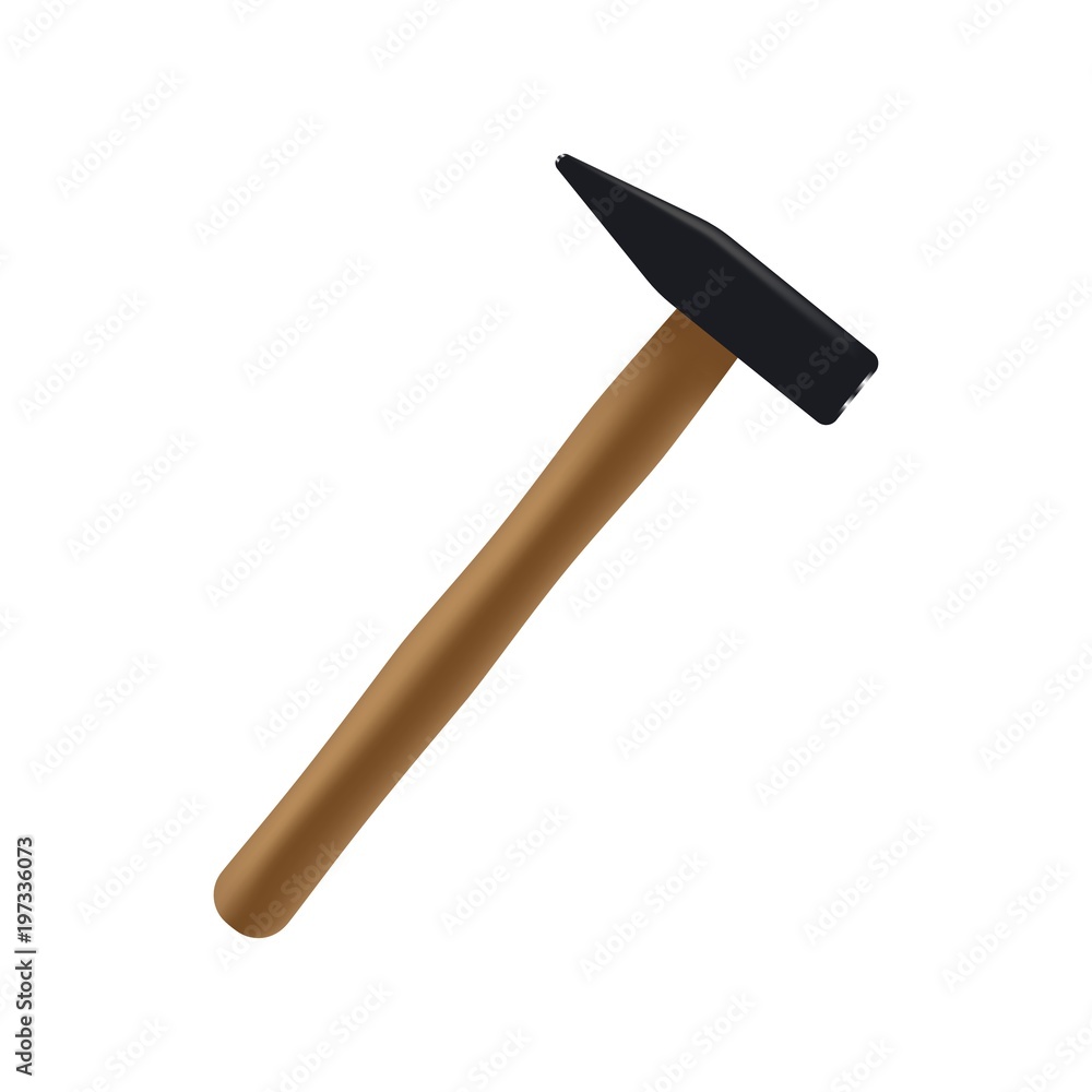 Hammer icon. A realistic metal hammer with a wooden handle for carpentry. Flat isolated vector illustration on a white background. Hammer icon. A realistic metal hammer with a wooden handle for carpentry. Flat isolated vector illustration on a white background.