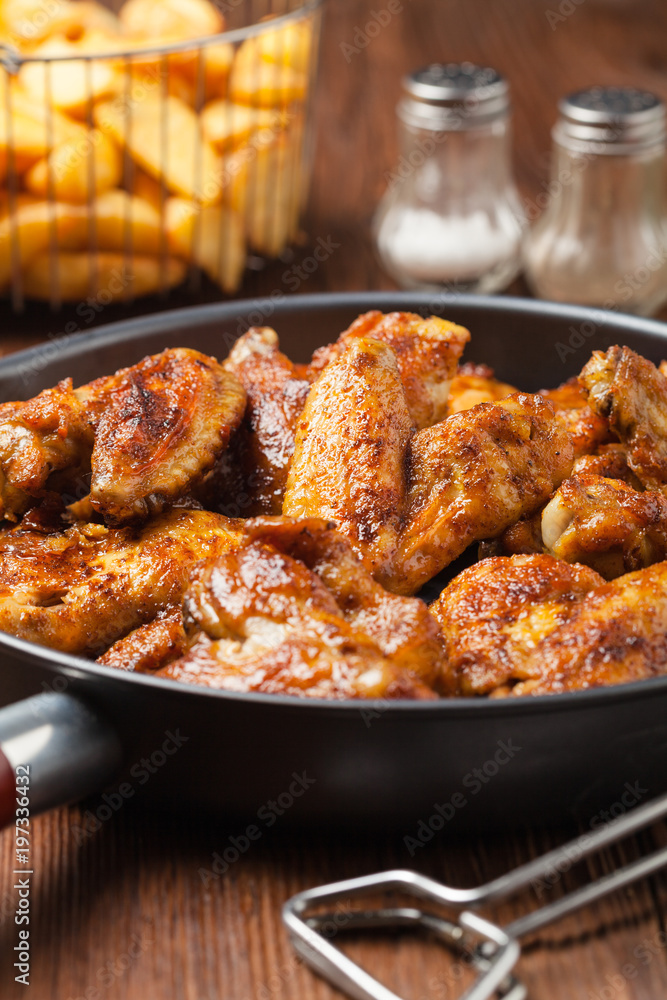 Baked wings, served with dip or baked potatoes. Baked wings, served with dip or baked potatoes.
