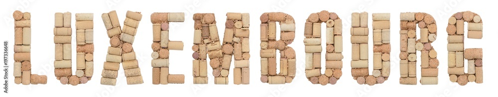 Luxembourg made of wine corks Isolated on white background