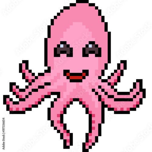vector pixel art octopus