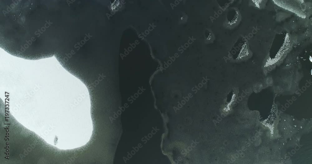 Aerial shots of frozen river in winter, 4k Aerial shots of frozen river in winter, 4k