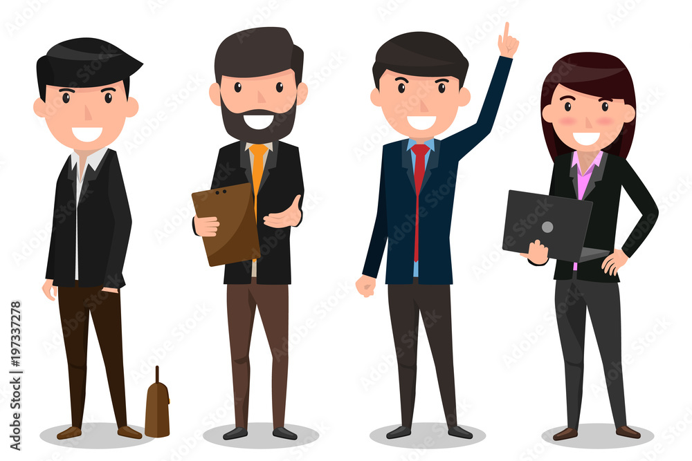 Group of business people team. employee and boss standing together at teamwork concept. Flat design man and woman characters vector illustration. Group of business people team. employee and boss standing together at teamwork concept. Flat design man and woman characters vector illustration.
