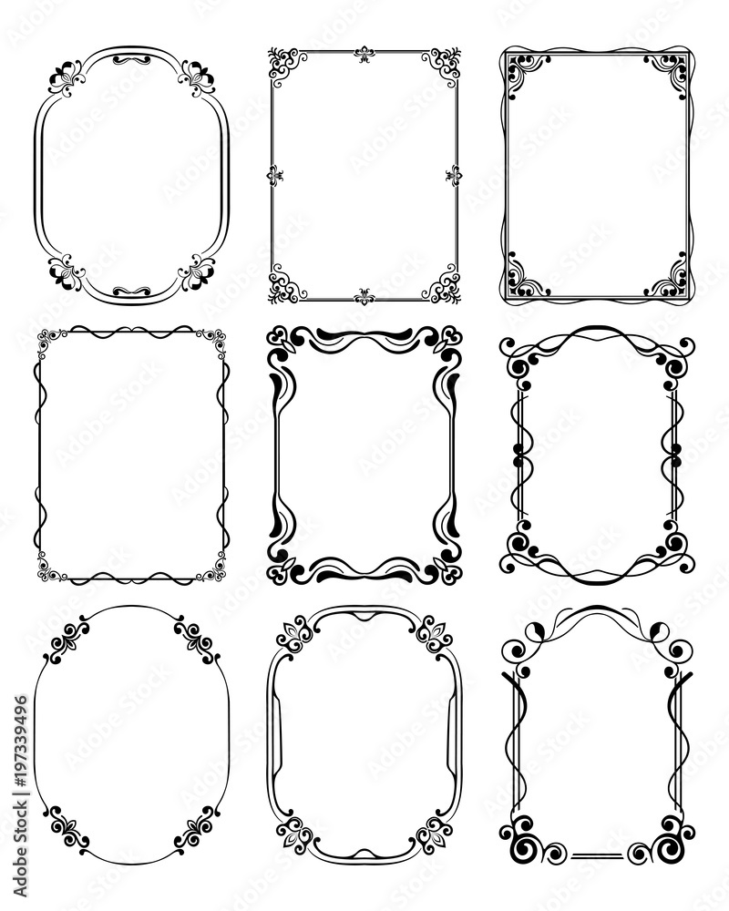 Vecteur Stock Set of vintage frames border with beautiful filigree  ornamental frame, decorative ornate vintage borders, retro element. Classic  ornamental set of vintage frames templates, borders and elements | Adobe  Stock