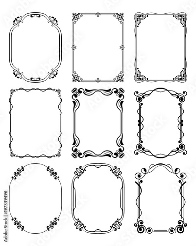 Set of vintage  frames border with beautiful filigree ornamental frame, decorative ornate vintage borders, retro element. Classic ornamental set of  vintage frames templates, borders and elements
