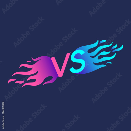 Bright poster symbols of confrontation VS, can be the same logo. Vector illustration