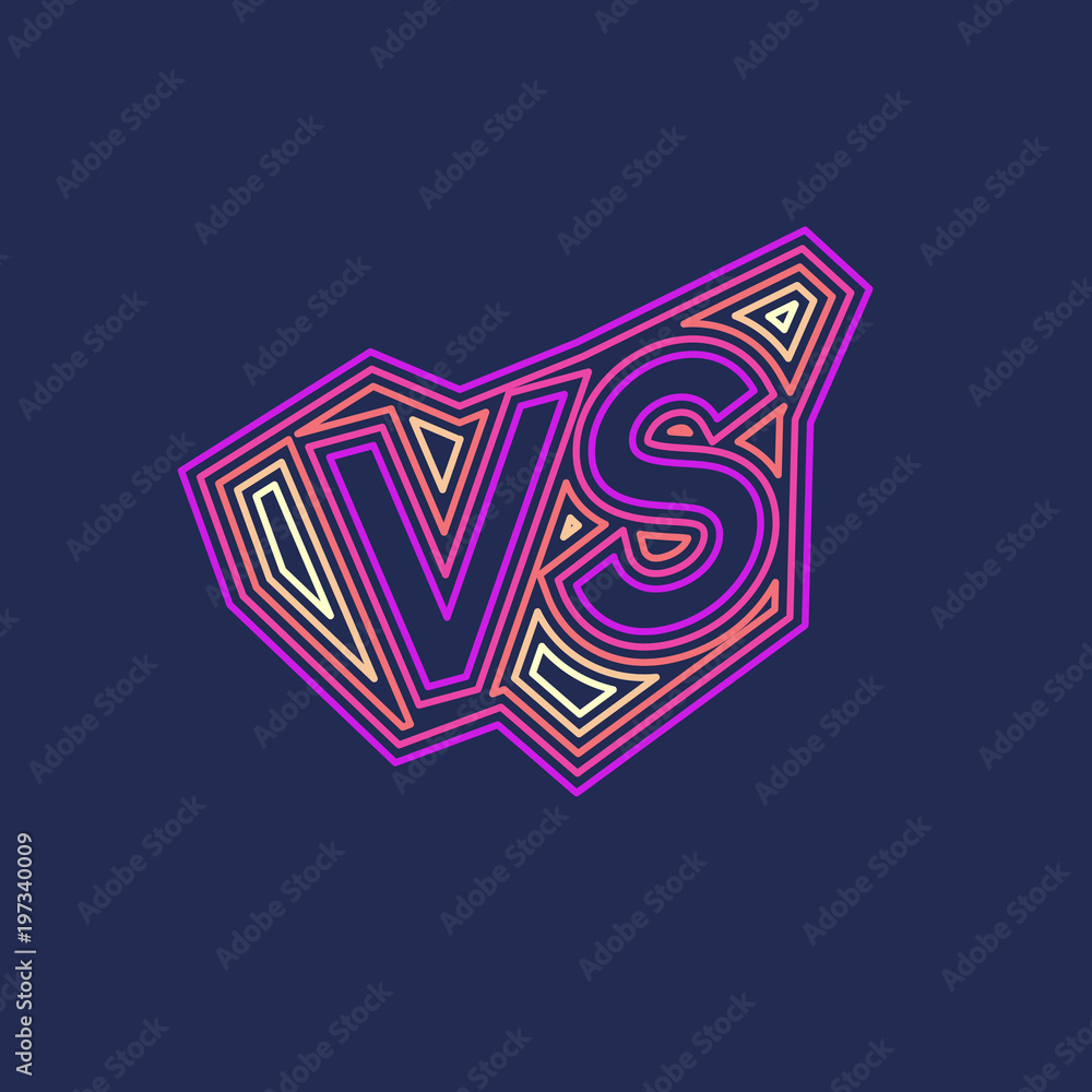 Bright poster symbols of confrontation VS, can be the same logo. Vector illustration on dark background Bright poster symbols of confrontation VS, can be the same logo. Vector illustration on dark background