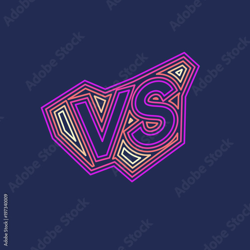 Bright poster symbols of confrontation VS, can be the same logo. Vector illustration on dark background