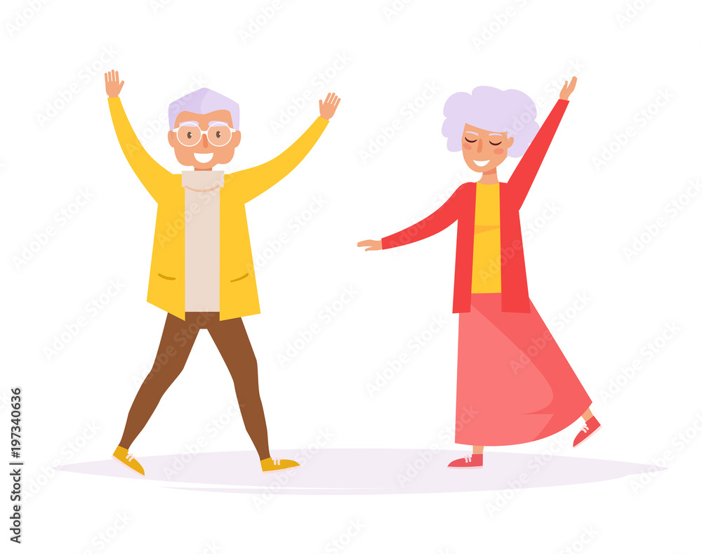 Old people dancing. Vecto