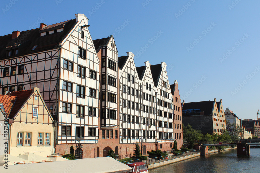 Fachwerkhäuser am Hafen in Danzig