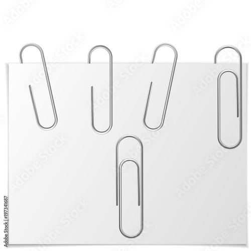 Paper clip vector. Realistic metal paper clip icon. Flat isolated vector illustration on a white background.