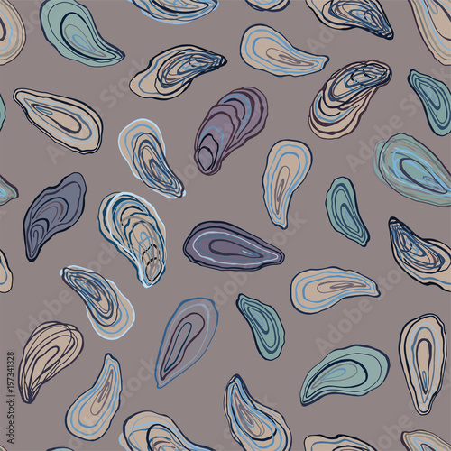  Purple mussels with blue tint. Marine Mytilus. Sea mussels