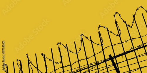 tangled barbed wire fence