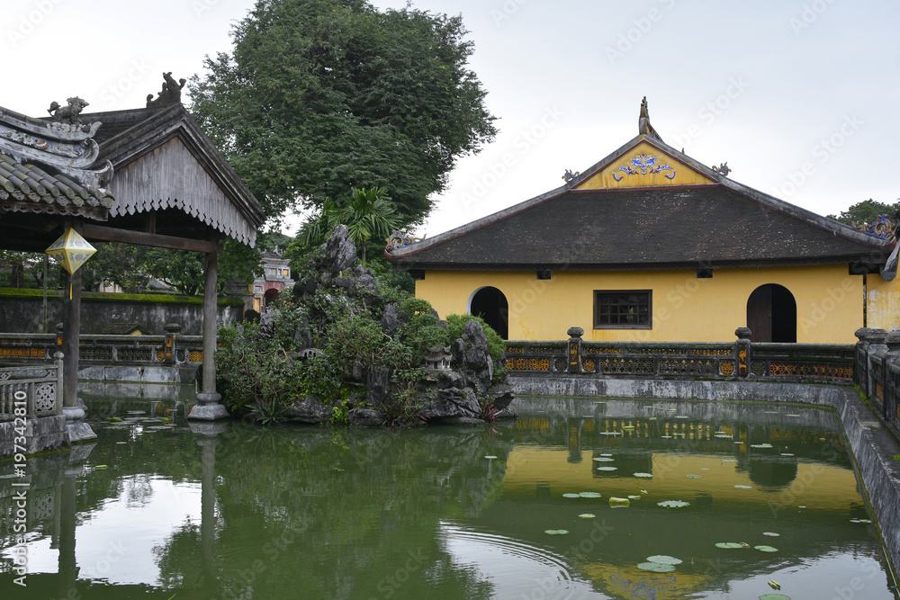 The Truong du Pavilion and lake within the Dien Tho Residence in the Imperial City, Hue, Vietnam