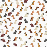 Seamless background with dogs. Flat vector illustration