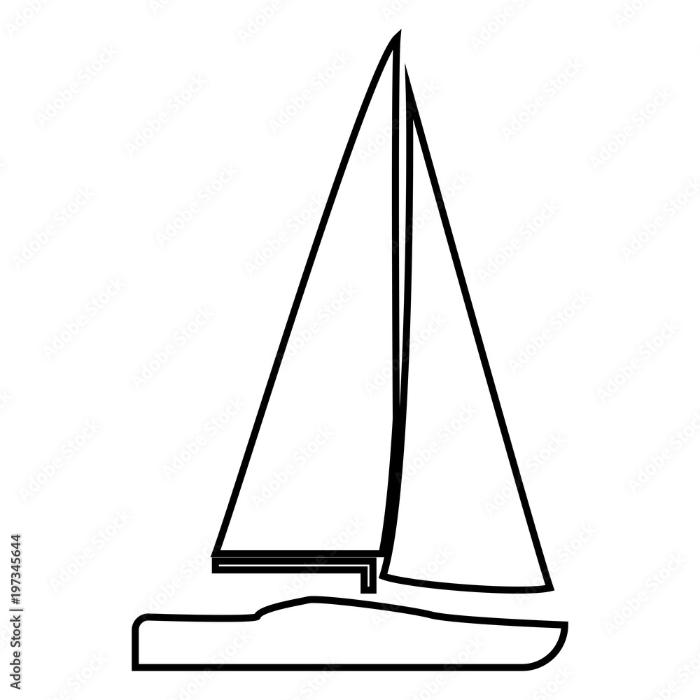 Yacht icon black color illustration flat style simple image Yacht icon black color illustration flat style simple image