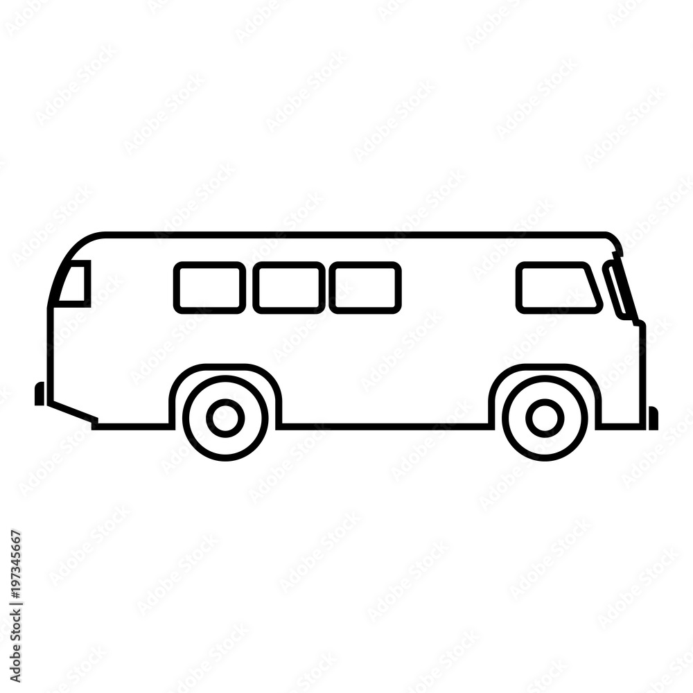 Retro bus icon black color illustration flat style simple image