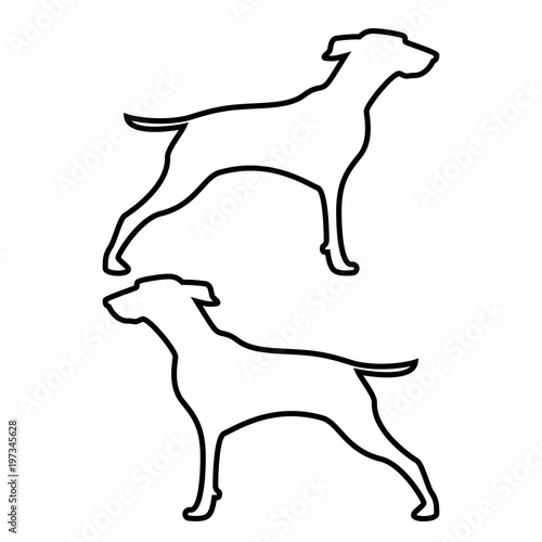 Hunter dog or gundog icon black color illustration flat style simple image