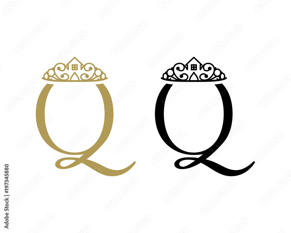 Initial Name Letter Q with Crown Queen Sign Symbol Icon Logo ...
