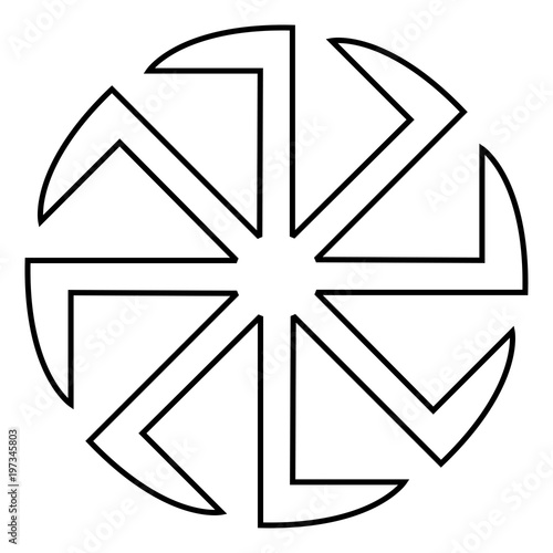 Slavic slavonis symbol Kolovrat sign sun icon black color illustration flat style simple image