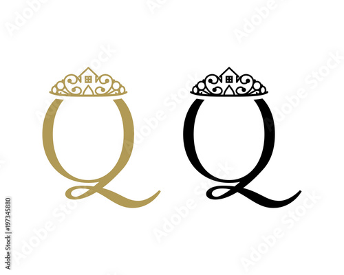 Initial Name Letter Q with Crown Queen Sign Symbol Icon Logo Vector
