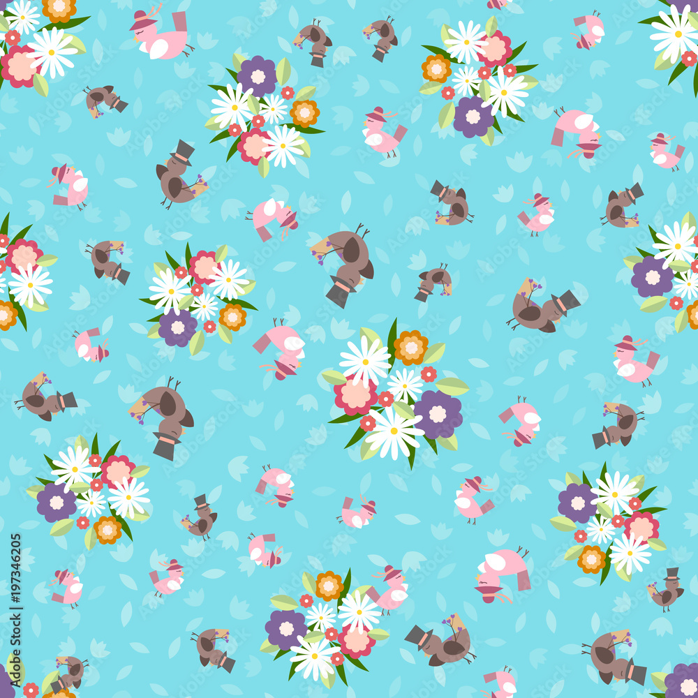 Fototapeta premium Seamless spring floral pattern. Vector background for invitation, greeting card, wallpaper and textile