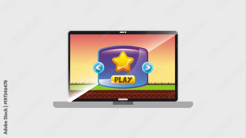 laptop with level on screen video game online animation hd laptop with level on screen video game online animation hd