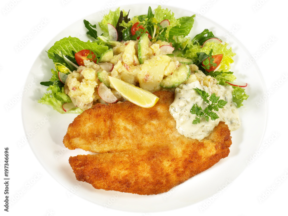 Backfisch mit Kartoffelsalat und Remoulade Backfisch mit Kartoffelsalat und Remoulade