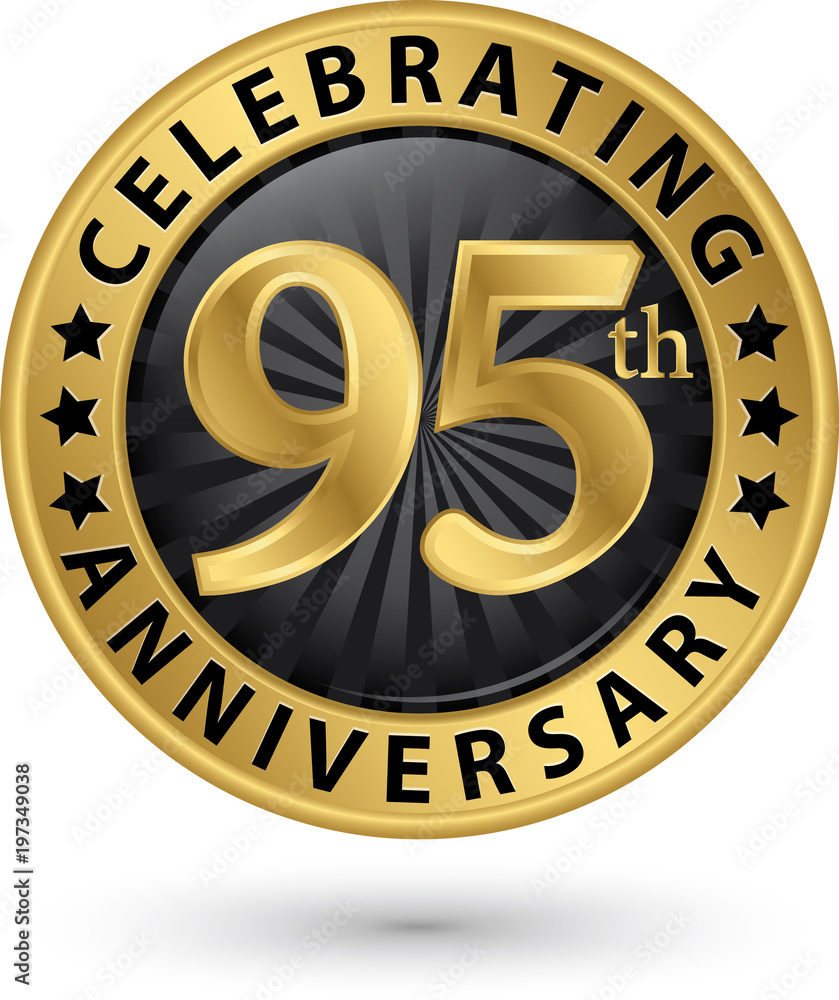 Celebrating 95th anniversary gold label, vector illustration Celebrating 95th anniversary gold label, vector illustration