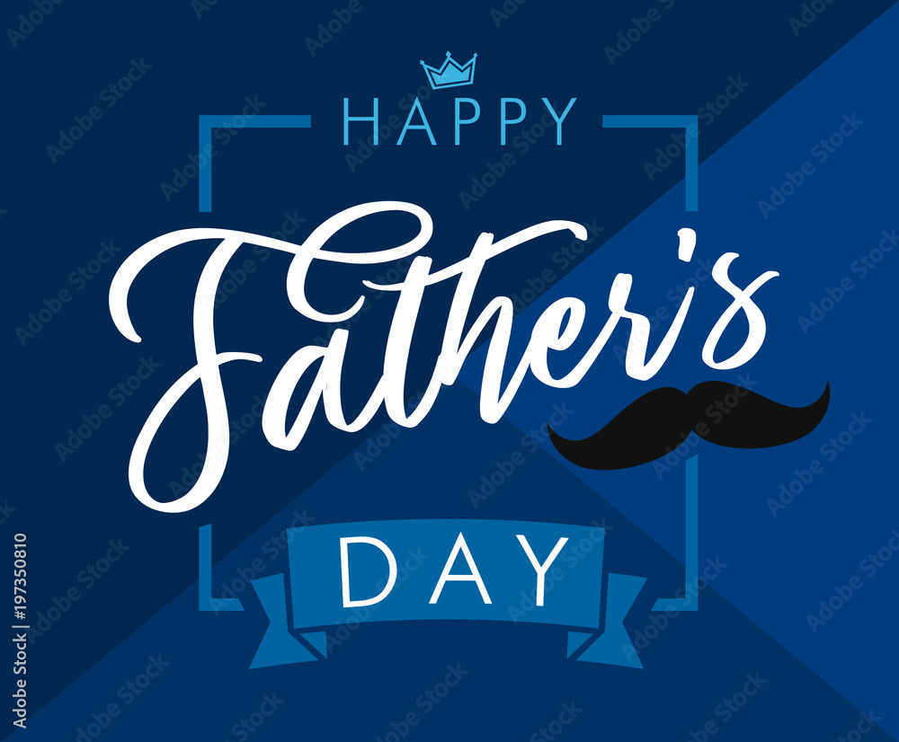 Happy father`s day lettering blue greeting card. Happy Fathers Day ...