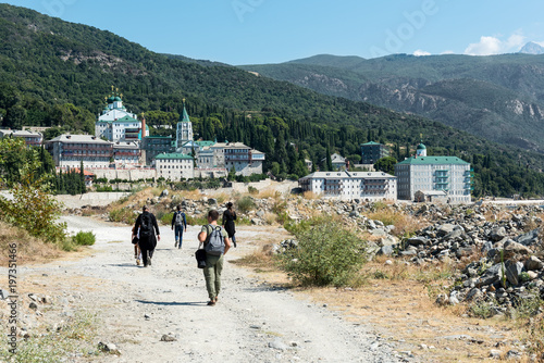 Wall Mural Men and Priests travel to the monastery of St