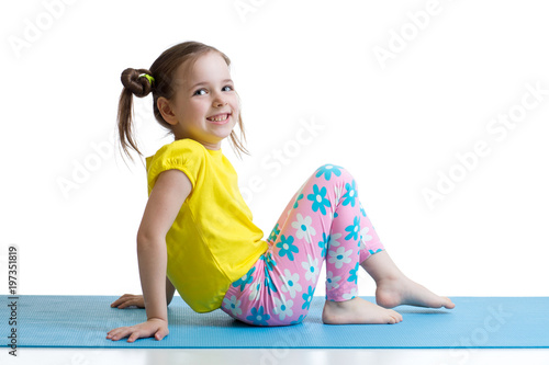 Kid child doing fitness exe...