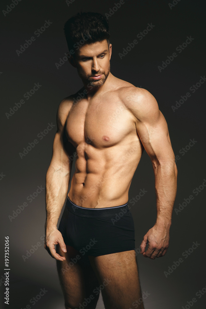 Fitness model posing in underwear