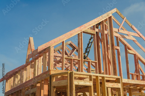 construction of wooden frame house