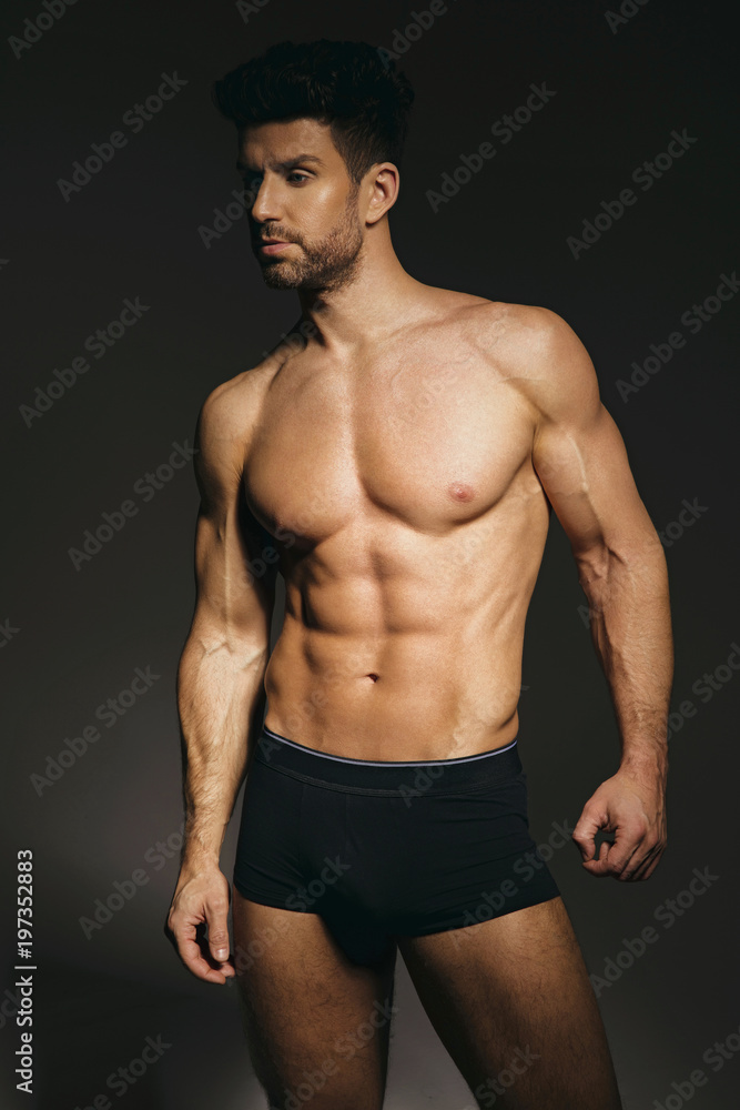 Fitness model posing in underwear