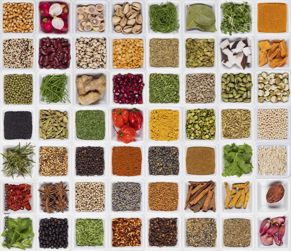 Naklejka premium Selection of cooking ingredients to add flavor and seasoning.